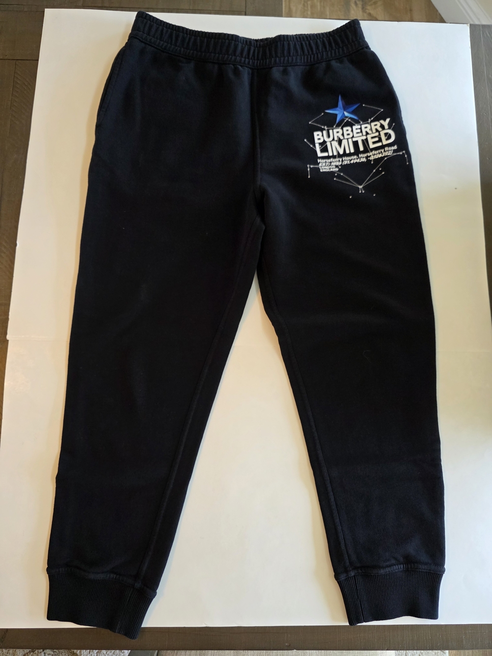 BURBERRY Constellation Graphic Joggers Men's Medium Black Slim Fit Sweatpants